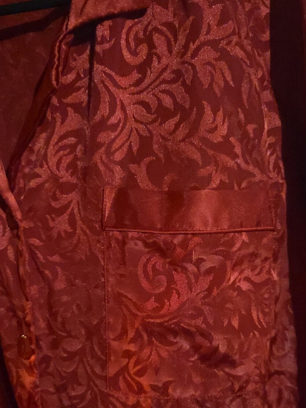 Red Button Up Blouse With Pattern - Picture 3 of 3